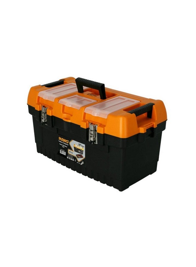 مانو صندوق أدوات بلاستيكي مع قفل معدني لون أسود وبرتقالي 22 إنش MT-22 - Image 2